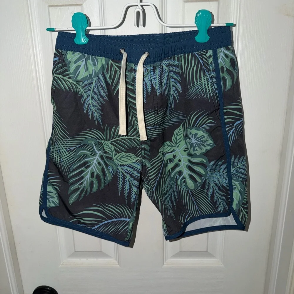 Fair Harbor Men's Tropical Leaf Swim Shorts - Dark Gray & Teal